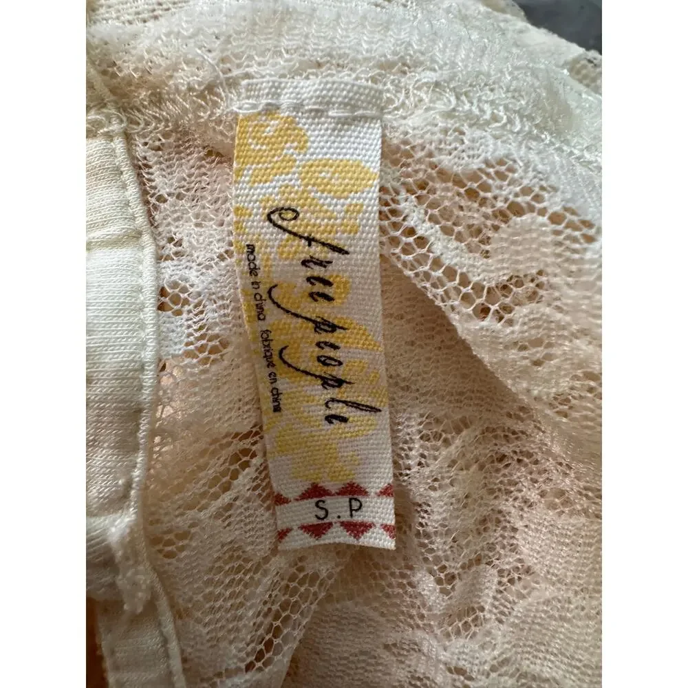 FREE PEOPLE Cream Lovely In Lace Bodycon Dress Size S